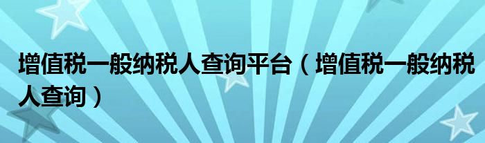 增值税一般纳税人查询平台(增值税一般纳税人查询)
