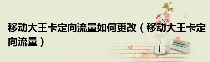 移动大王卡定向流量如何更改(移动大王卡定向流量)