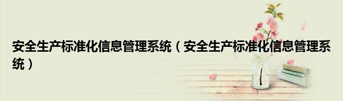安全生产标准化信息管理系统(安全生产标准化信息管理系统)