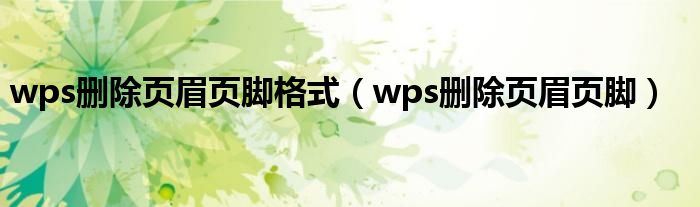 wps删除页眉页脚格式(wps删除页眉页脚)