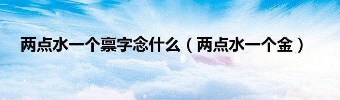 两点水一个禀字念什么(两点水一个金)