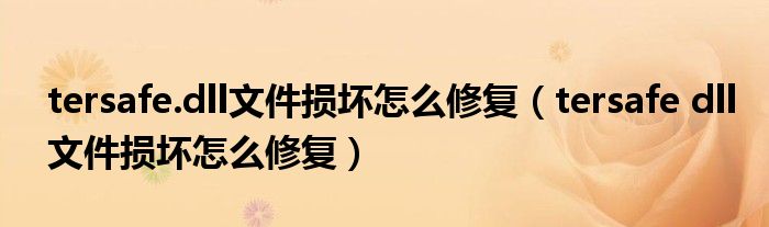 tersafe.dll文件损坏怎么修复(tersafe dll文件损坏怎么修复)