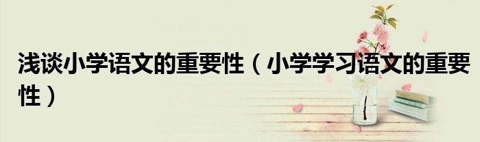 浅谈小学语文的重要性(小学学习语文的重要性)