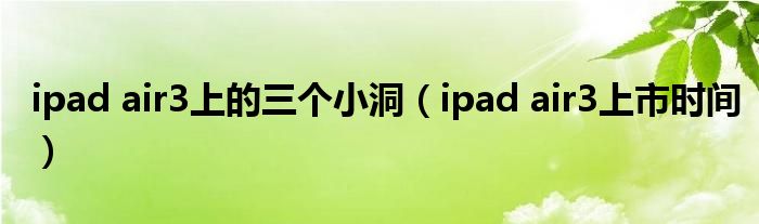 ipad air3上的三个小洞(ipad air3上市时间)