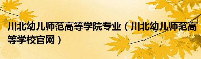 川北幼儿师范高等学院专业(川北幼儿师范高等学校官网)