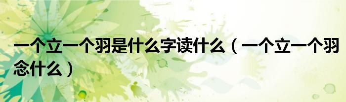 一个立一个羽是什么字读什么(一个立一个羽念什么)
