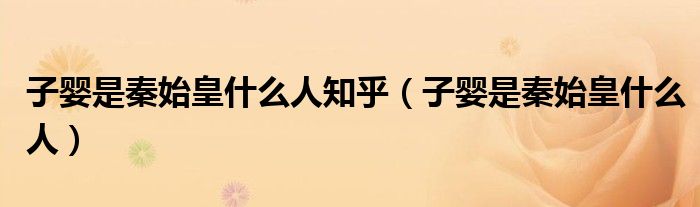 子婴是秦始皇什么人知乎(子婴是秦始皇什么人)