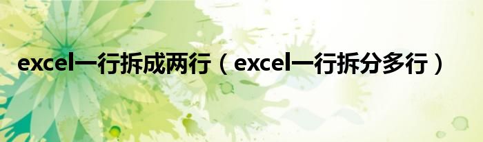 excel一行拆成两行(excel一行拆分多行)