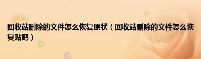 回收站删除的文件怎么恢复原状(回收站删除的文件怎么恢复贴吧)
