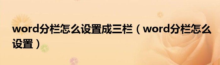 word分栏怎么设置成三栏(word分栏怎么设置)