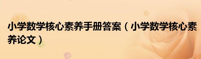 小学数学核心素养手册答案(小学数学核心素养论文)