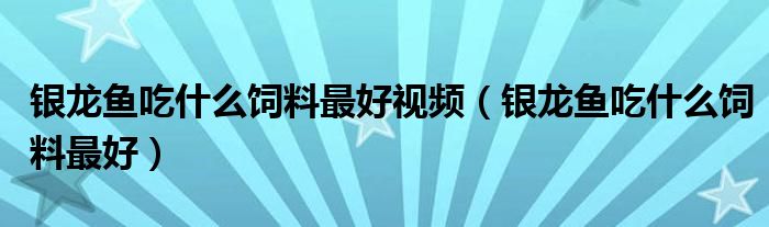 银龙鱼吃什么饲料最好视频(银龙鱼吃什么饲料最好)