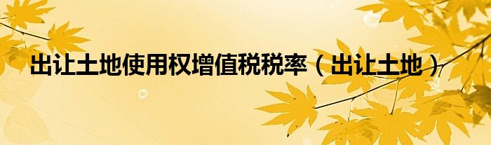 出让土地使用权增值税税率(出让土地)
