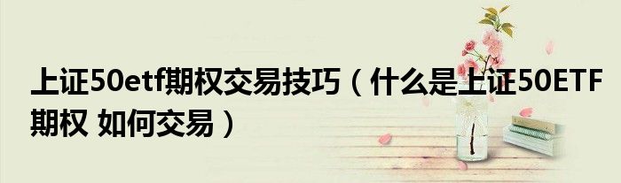 上证50etf期权交易技巧(什么是上证50ETF期权 如何交易)