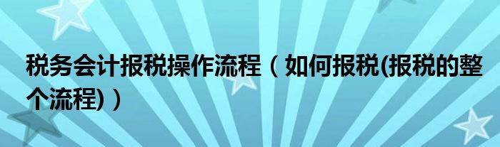 税务会计报税操作流程(如何报税(报税的整个流程))