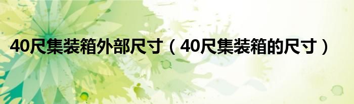 40尺集装箱外部尺寸(40尺集装箱的尺寸)