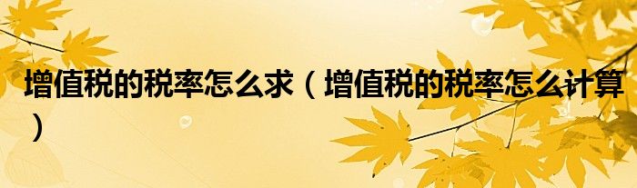 增值税的税率怎么求(增值税的税率怎么计算)