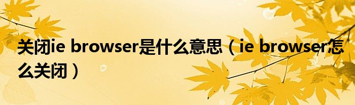 关闭ie browser是什么意思(ie browser怎么关闭)