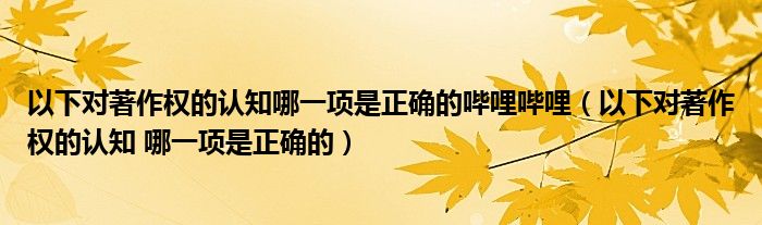 以下对著作权的认知哪一项是正确的哔哩哔哩(以下对著作权的认知 哪一项是正确的)