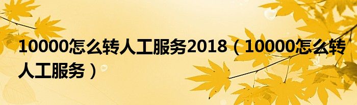 10000怎么转人工服务2018(10000怎么转人工服务)