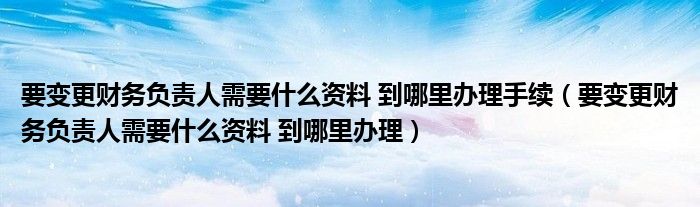 要变更财务负责人需要什么资料 到哪里办理手续（要变更财务负责人需要什么资料 到哪里办理）