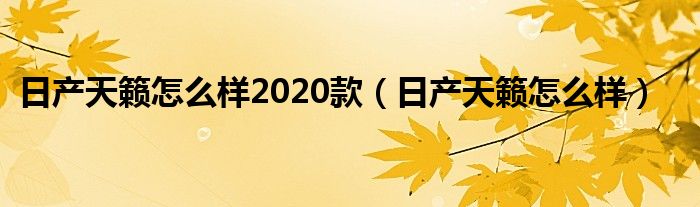 日产天籁怎么样2020款(日产天籁怎么样)