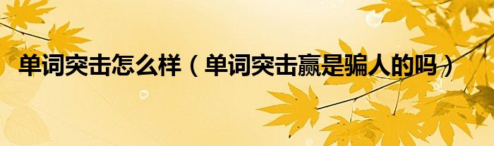 单词突击怎么样(单词突击赢是骗人的吗)