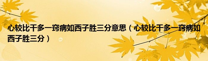 心较比干多一窍病如西子胜三分意思(心较比干多一窍病如西子胜三分)
