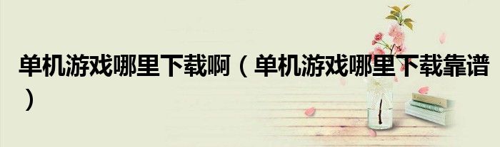 单机游戏哪里下载啊(单机游戏哪里下载靠谱)