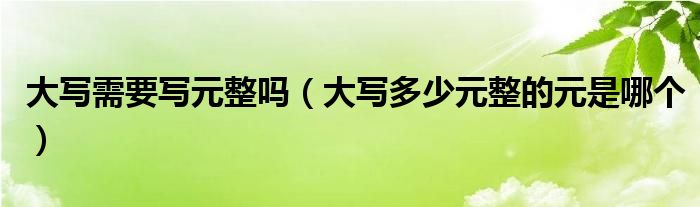 大写需要写元整吗(大写多少元整的元是哪个)