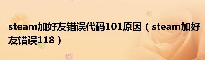 steam加好友错误代码101原因(steam加好友错误118)