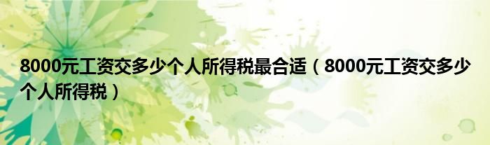 8000元工资交多少个人所得税最合适(8000元工资交多少个人所得税)