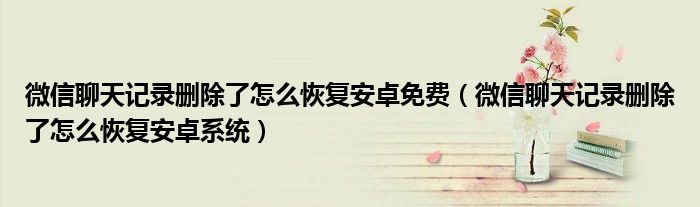 微信聊天记录删除了怎么恢复安卓免费(微信聊天记录删除了怎么恢复安卓系统)