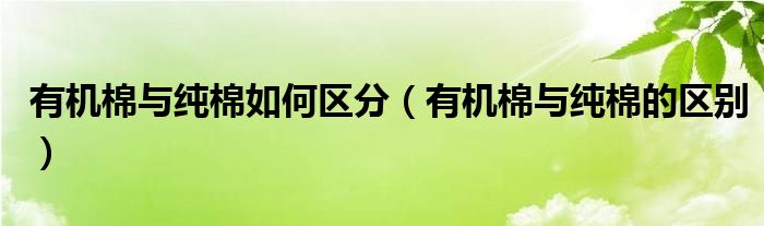有机棉与纯棉如何区分(有机棉与纯棉的区别)