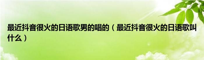 最近抖音很火的日语歌男的唱的(最近抖音很火的日语歌叫什么)