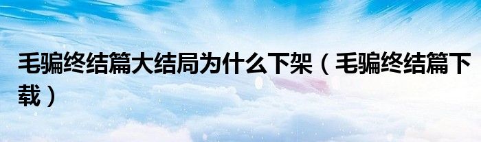 毛骗终结篇大结局为什么下架(毛骗终结篇下载)