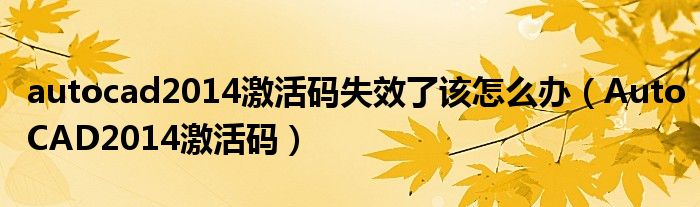 autocad2014激活码失效了该怎么办(AutoCAD2014激活码)