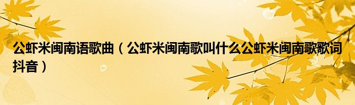 公虾米闽南语歌曲(公虾米闽南歌叫什么公虾米闽南歌歌词抖音)