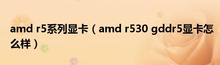 amd r5系列显卡(amd r530 gddr5显卡怎么样)