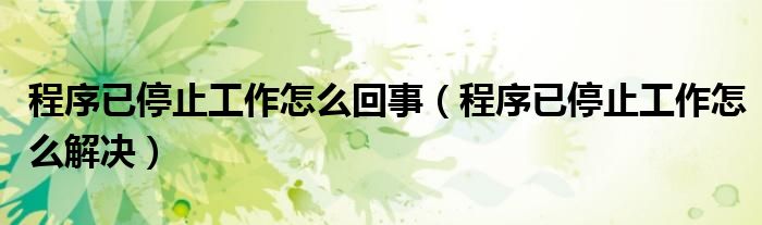 程序已停止工作怎么回事(程序已停止工作怎么解决)