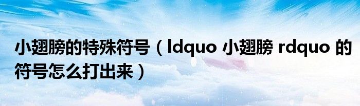 小翅膀的特殊符号(ldquo 小翅膀 rdquo 的符号怎么打出来)