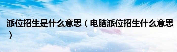 派位招生是什么意思(电脑派位招生什么意思)