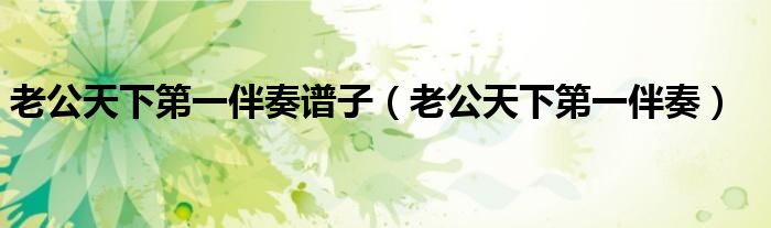 老公天下第一伴奏谱子(老公天下第一伴奏)