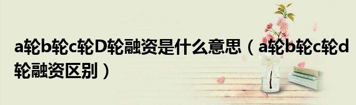 a轮b轮c轮D轮融资是什么意思(a轮b轮c轮d轮融资区别)