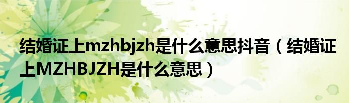结婚证上mzhbjzh是什么意思抖音(结婚证上MZHBJZH是什么意思)