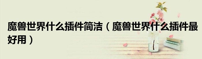 魔兽世界什么插件简洁(魔兽世界什么插件最好用)