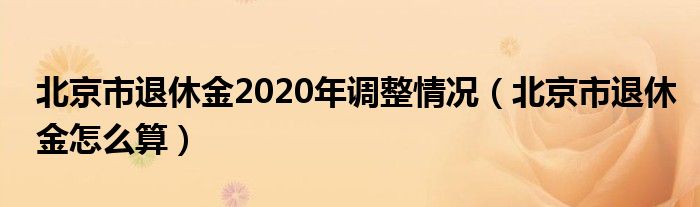 北京市退休金2020年调整情况(北京市退休金怎么算)