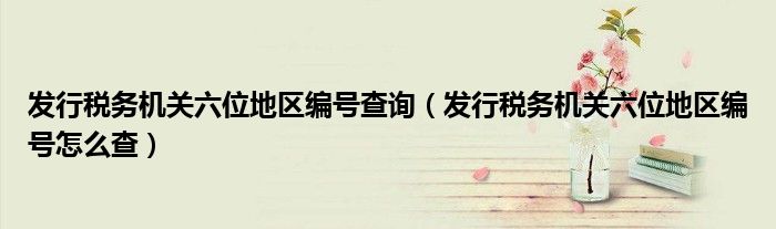 发行税务机关六位地区编号查询(发行税务机关六位地区编号怎么查)