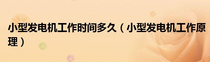 小型发电机工作时间多久(小型发电机工作原理)