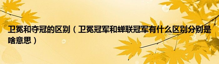 卫冕和夺冠的区别(卫冕冠军和蝉联冠军有什么区别分别是啥意思)